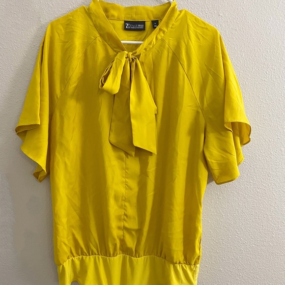 New York & Company Golden Yellow Bodysuit Blouse - Picture 2 of 3